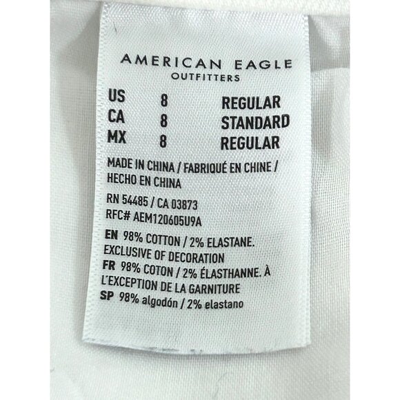 American Eagle Women’s White Jeans 8 Regular Ankle Tapered Stretch Mom Jean Logo - Picture 5 of 16